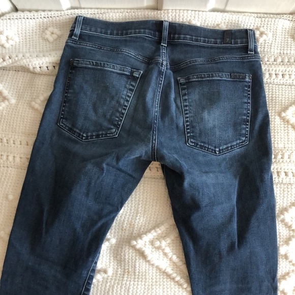 7 FOR ALL MANKIND Paxtyn Mid Rise Skinny Dark Wash Jeans Denim 31 - Picture 6 of 10